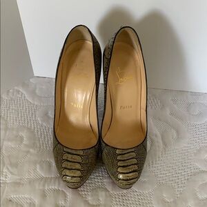 Christian Louboutin Tan Snakeskin Pumps